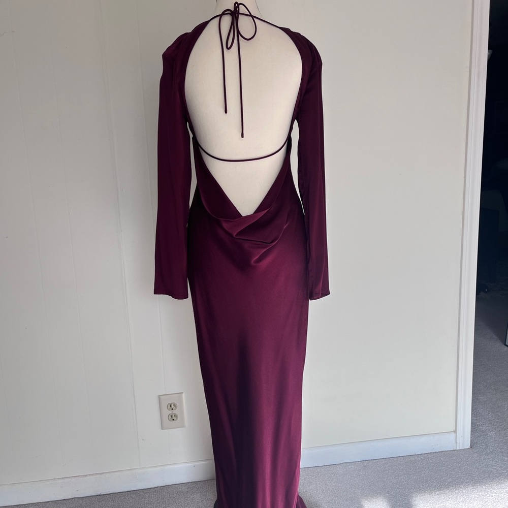Bardot Burgendy Backless Dress